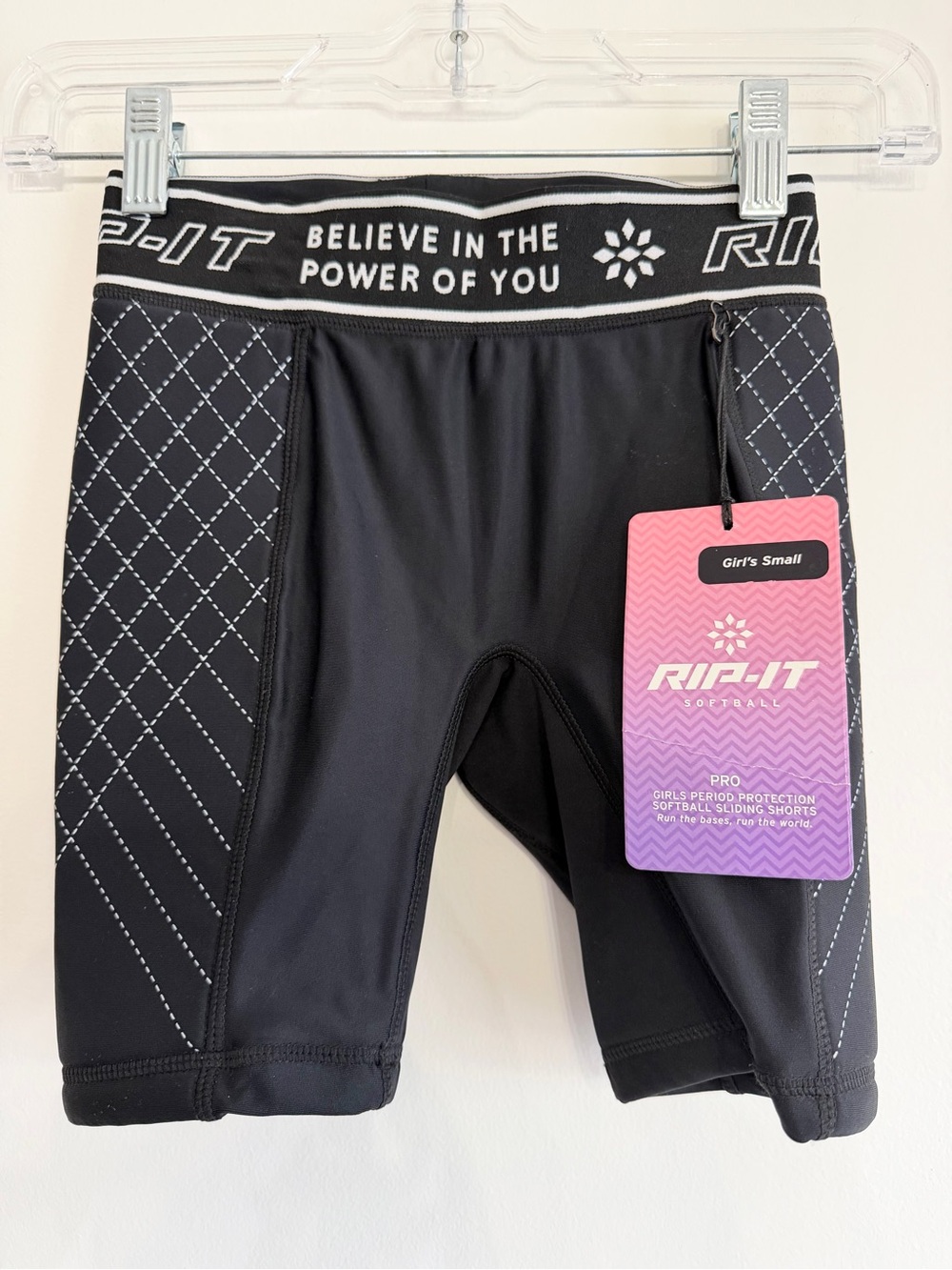RIP-IT Girls' Small Black Softball Sliding Shorts - Believe In The Power Of You
